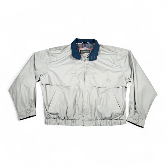 Vintage Members Only Jacket Adult EXTRA LARGE Gray Racer Bomber Plaid Lined 80s - Picture 1 of 8